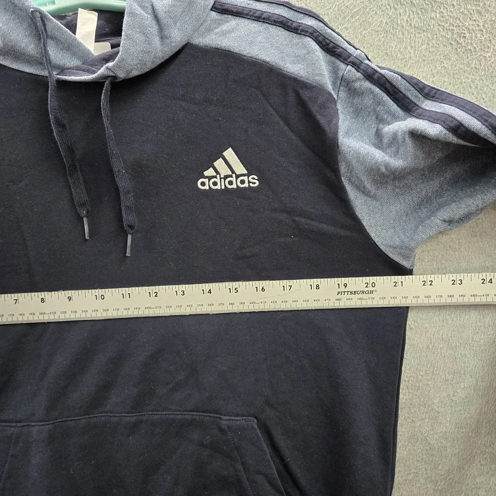 Adidas Men Hoodie M Navy Colorblock Athleisure Gorpcore‎ Logo Drawstring Long